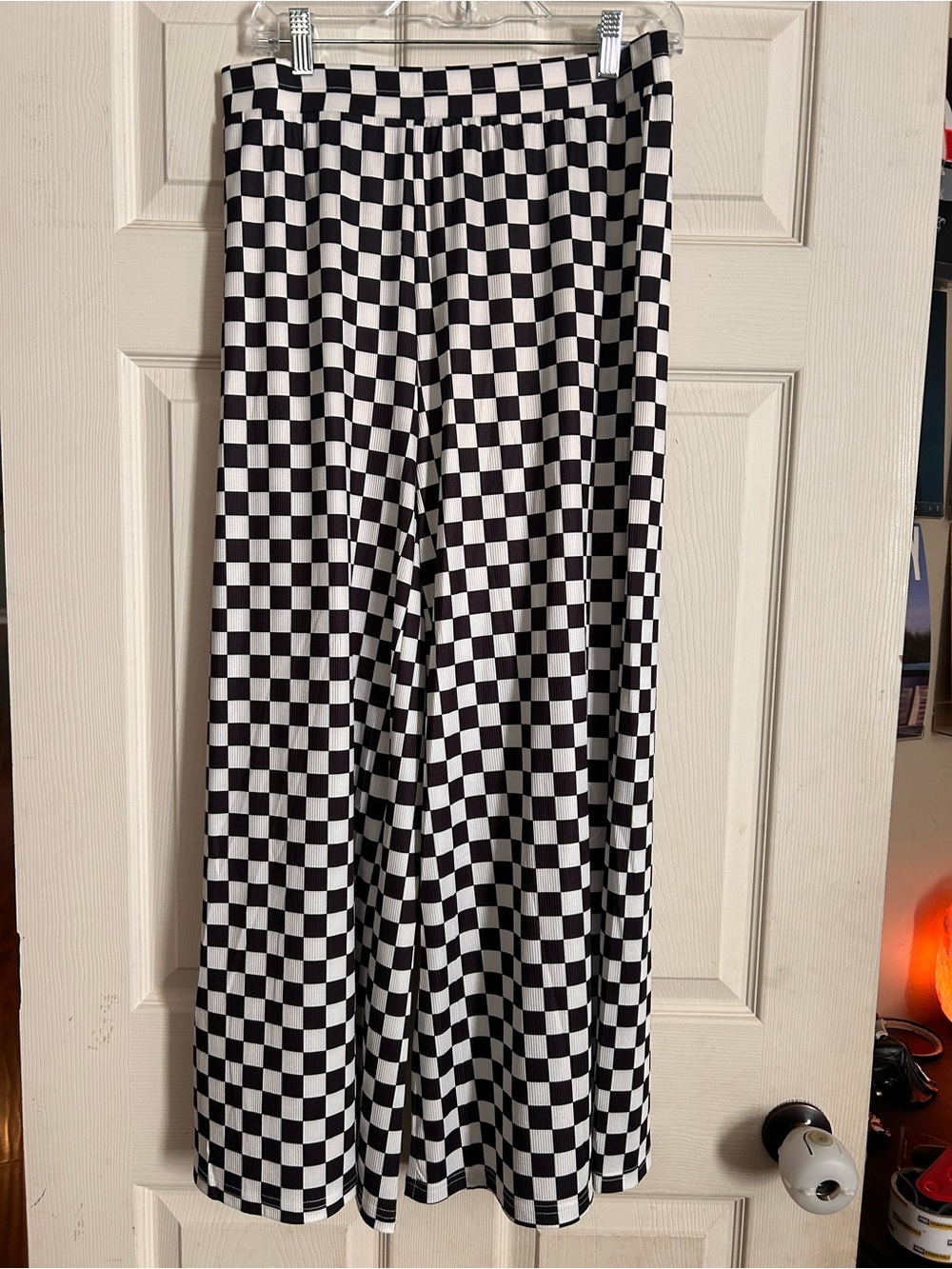 WKND Chasers Bad Reputation Black & White Checkered Wide-Leg Pants - Picture 3 of 3